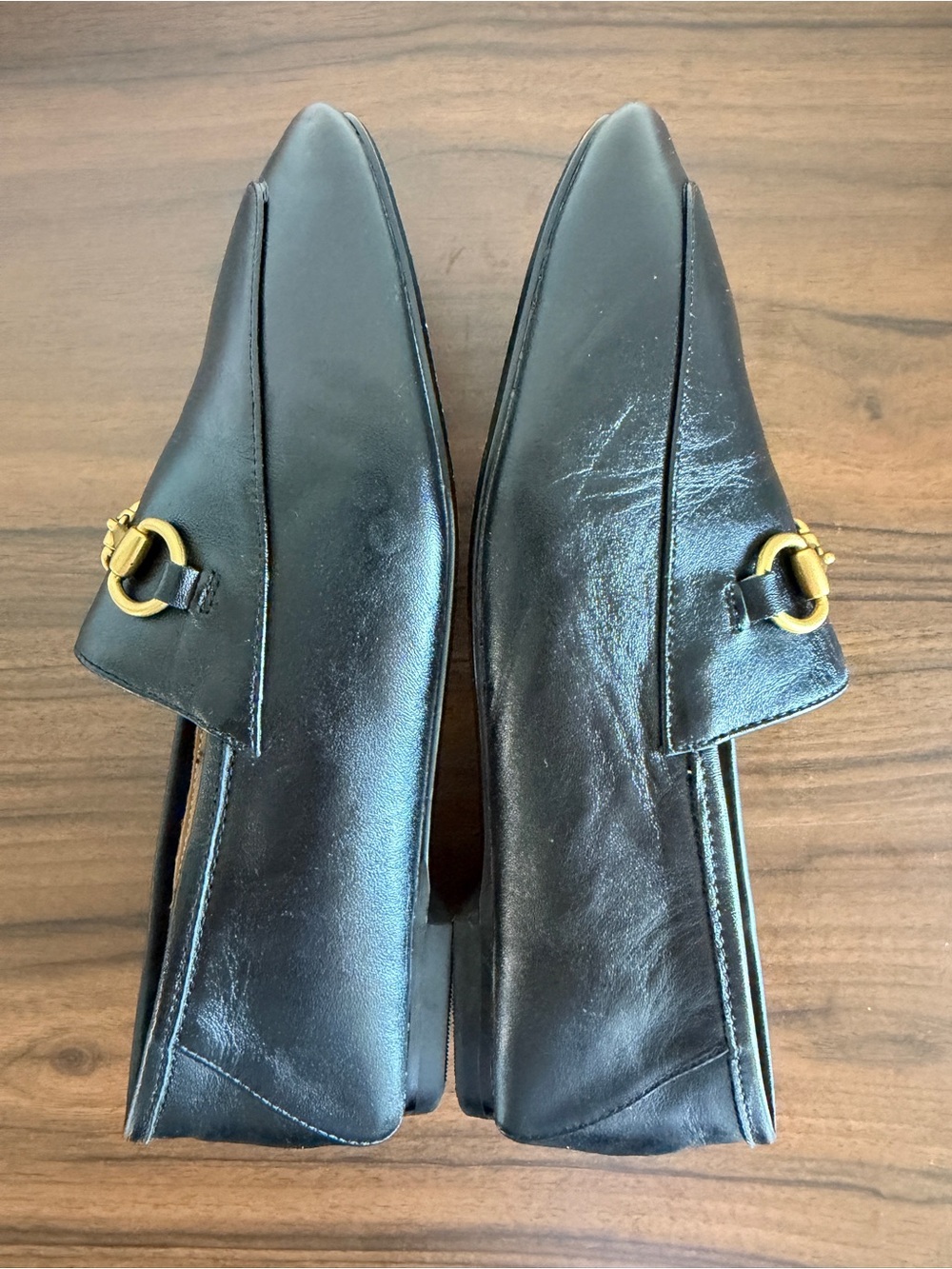 Quince Italian Leather Horsebit Loafers Black Gold Hardware Women’s Size 7 - Picture 11 of 14